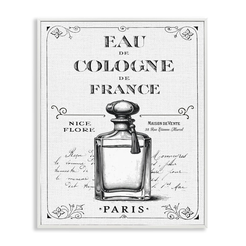 Giclée encadrée de style rétro français, par lettré et doublé, H 14 po x l 11 po