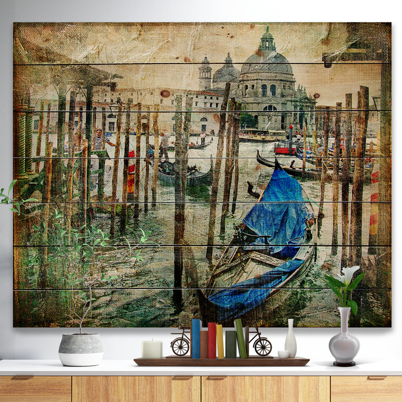 «Beautiful Venice», reproduction d'art, H 30 po x l 40 po x 1,5 po, Bois