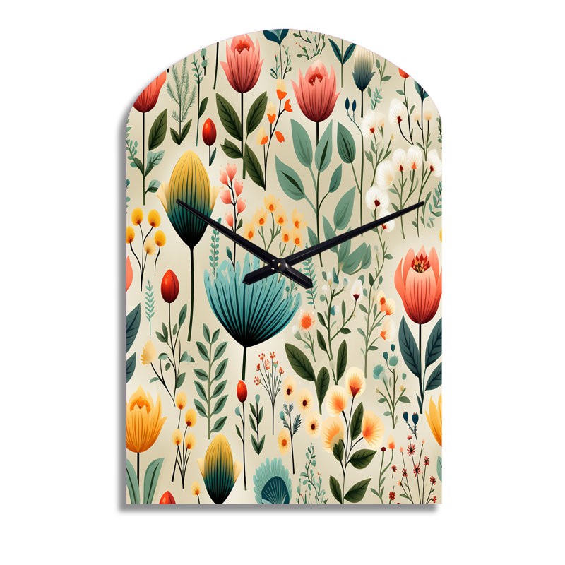 Gardens - Arch Shape Large Multi-Colour Wall Clock - Unique Shape, Grand
