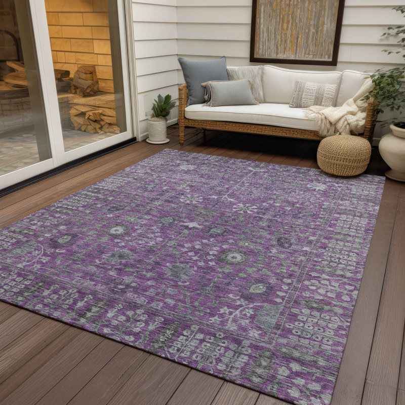 Tapis intérieur / extérieur lavable à la machine Derrick ACN2231 Global, Rectangle 10 pi x 14 pi