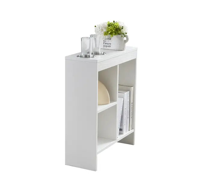 Elzena Floor Shelf End Table with Storage, White