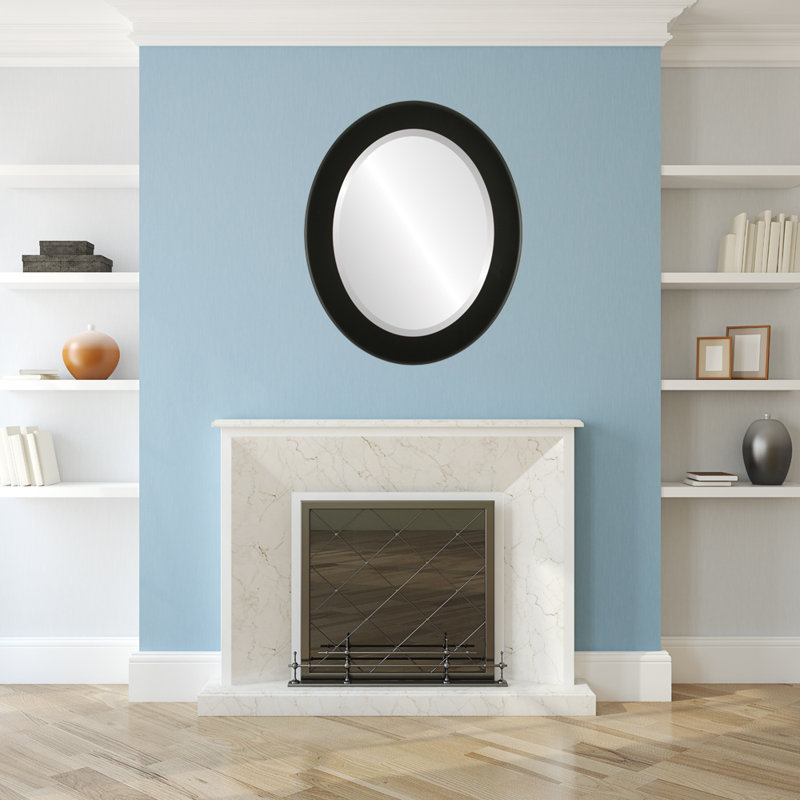 Miroir décoratif biseauté Raghul, H 43 po x l 33 po, Noir mat
