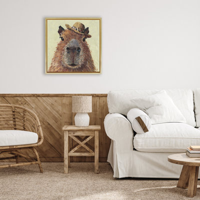Capybara with Straw Hat Floating Frame, design by Studio Bautista