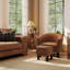 Fauteuil demi-tonneau en similicuir de 28 po avec repose-pieds assorti Janajah-94574407