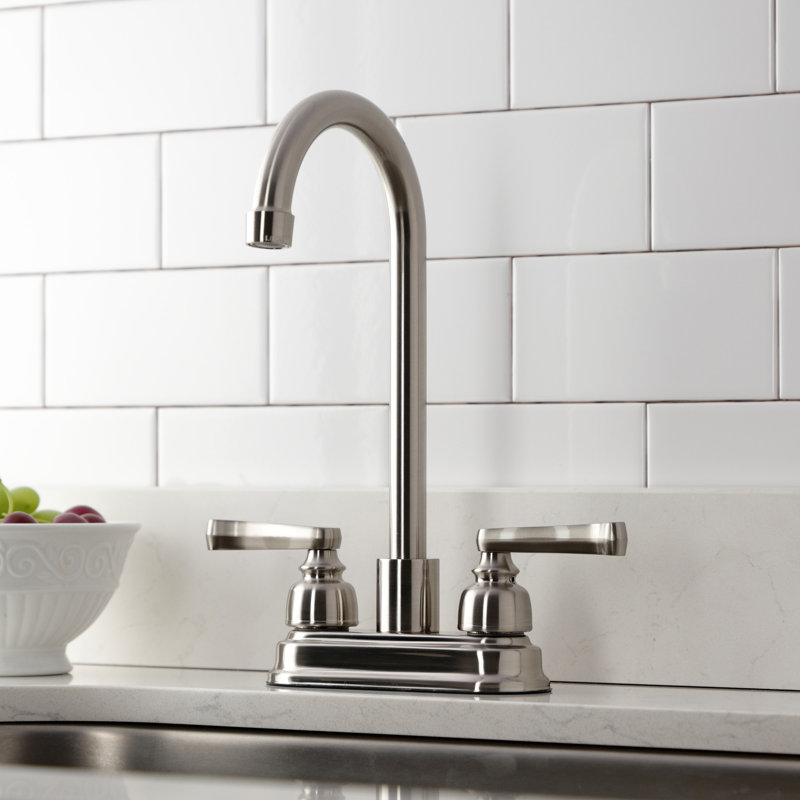 Kingston Brass Royale Two-Handle 2-Hole Deck Mount Bar Faucet, Brushed Nickel