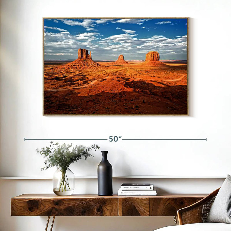 Monument Valley I, Cadre flottant en bois naturel, 40 po x 27 po