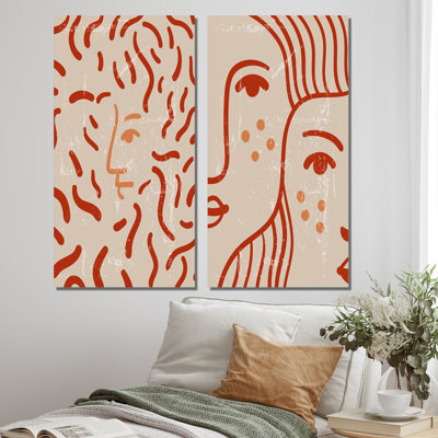 Modern Abstract Minimalist Portraits I " Modern Abstract Minimalist Portraits I " 2 - Pieces