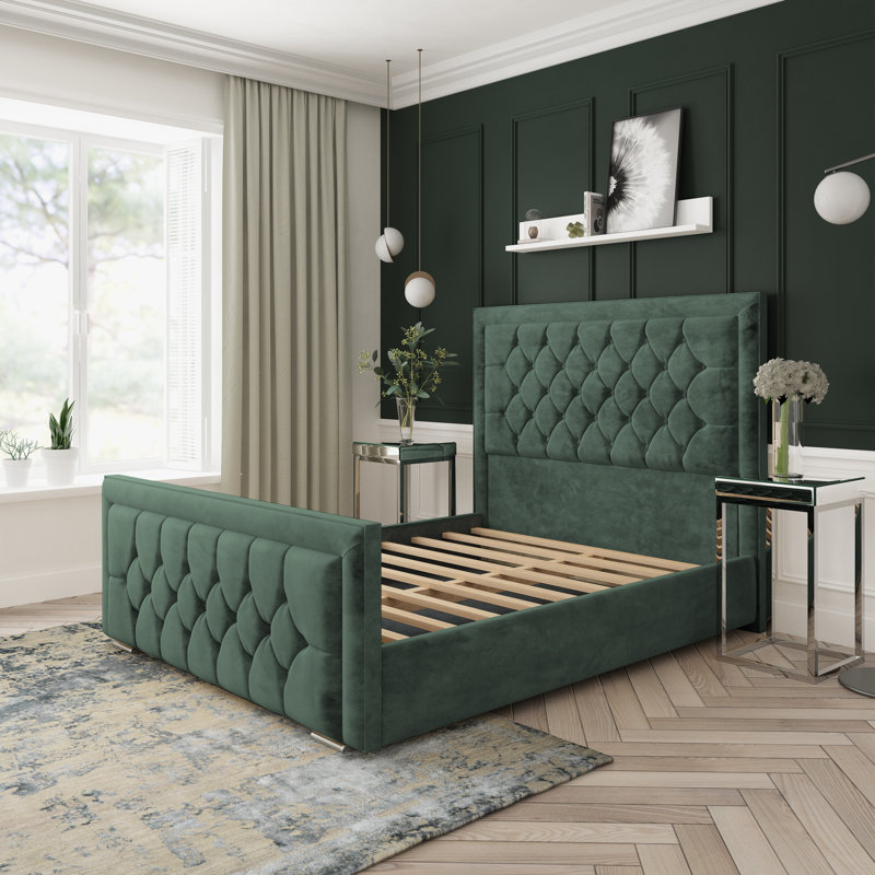 Upholstered Bed, Small Single (2'6), Green