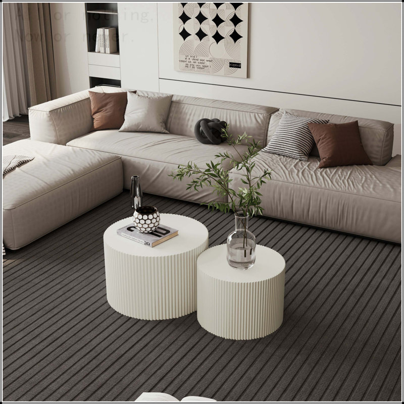 Ensemble de tables basses Wave Stripe, Beige