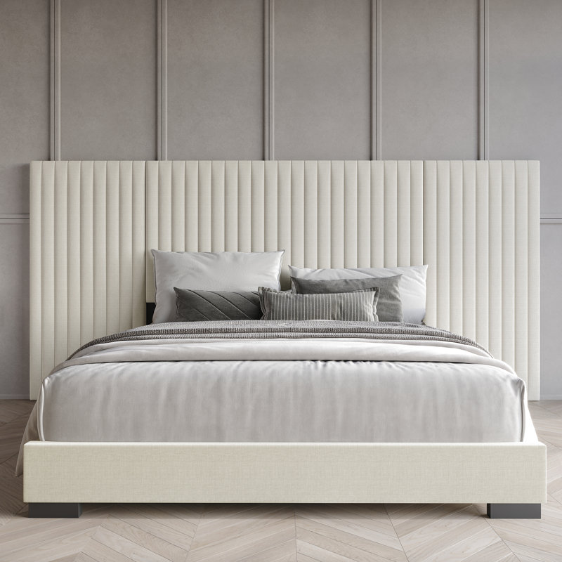 Lit mural très grand en lin beige, Très grand, Beige