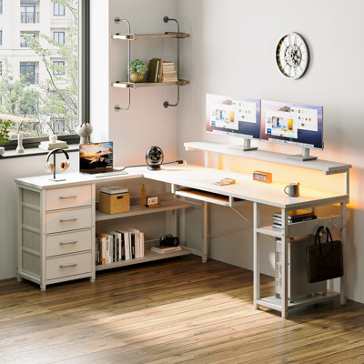 Bureau d'ordinateur en L à hauteur réglable L 61,02 po Lymon