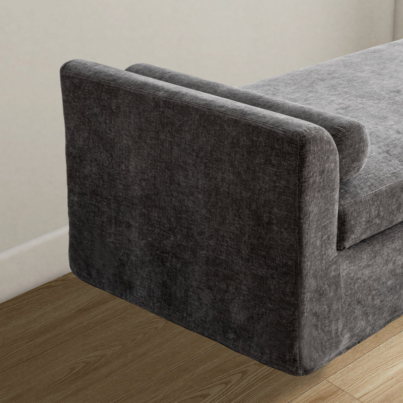 Banc rembourré avec deux coussins Modern Chenille, Gris