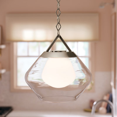 1 Light Pendant with Clear Outer Glass with Opal Interior Glass
