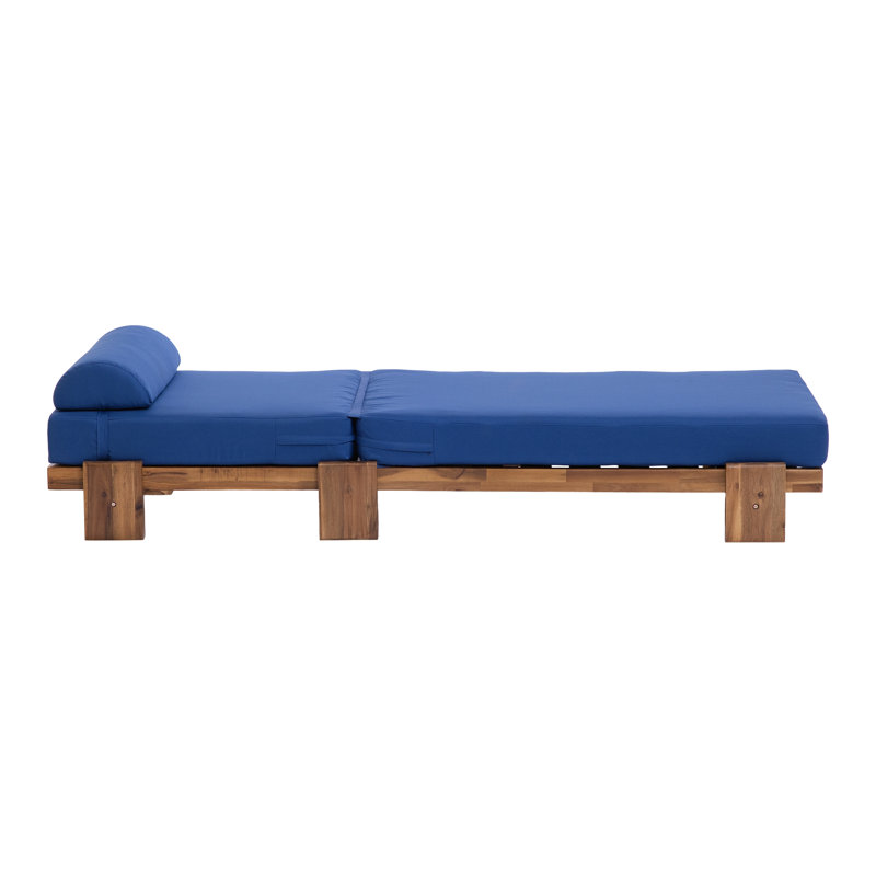 78.8'' Outdoor Patio Chaise Lounge Chair, Acacia Wood Adjustable Recliner With Headrest And Retractable Side Tray, Perfect For Terrace, Poolside, Garden, And Beach