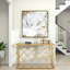 Art mural encadré floral fait à la main blanc avec cadre doré 40 po x 2 po x 40 po