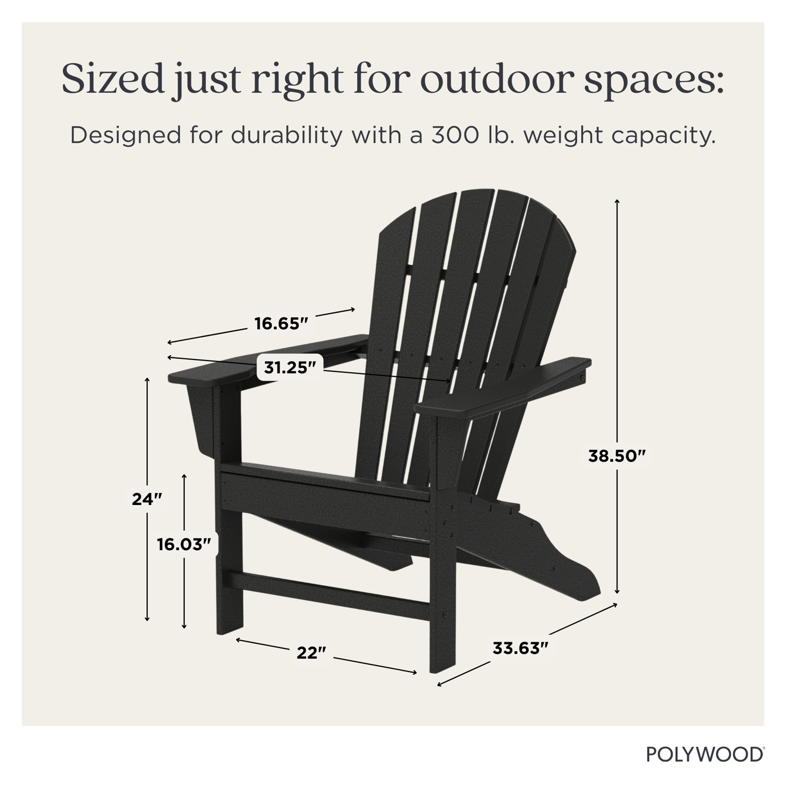 POLYWOOD Adirondack Chair, Black