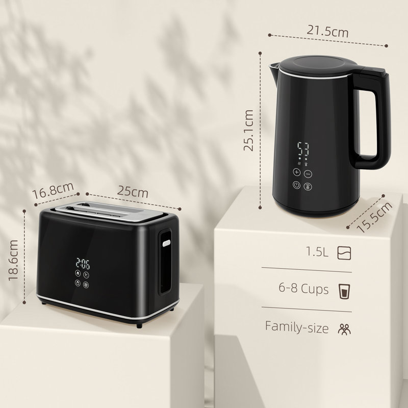 Kettle and Toaster Set, Black
