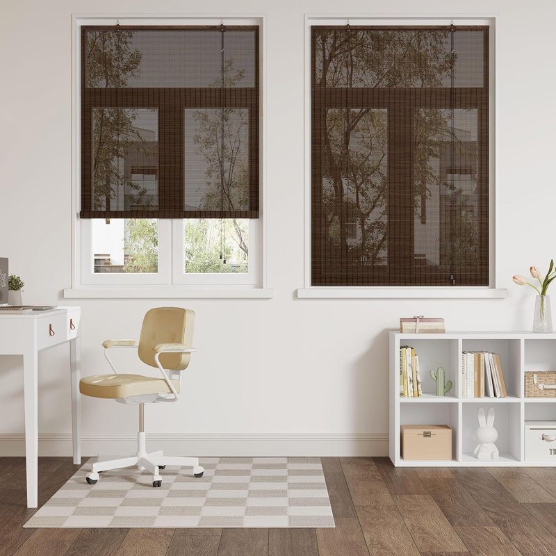 Bamboo Roll-Up Shade, Dark Brown, 60cm W x 220cm L