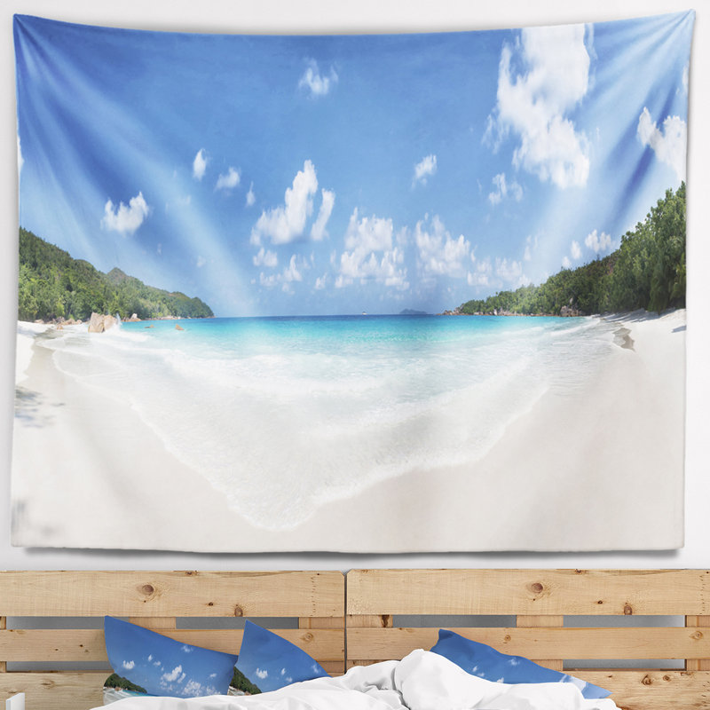 Tapisserie panorama seascape seychellois island, H 78 po x l 92 po