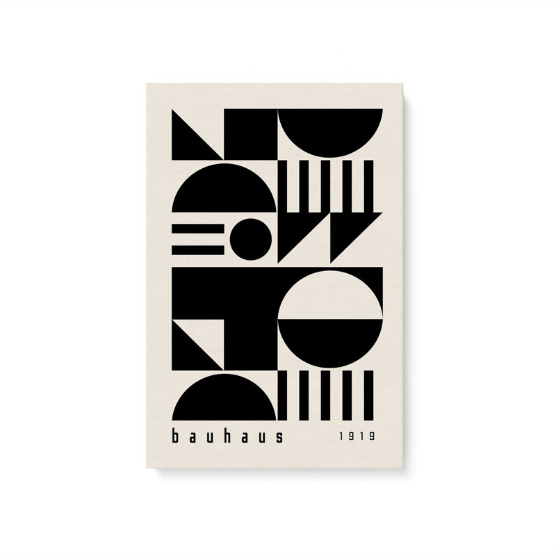 Impression sur toile monochrome Bauhaus Shapes, Toile tendue, H 18 po x l 12 po x P 1,25 po