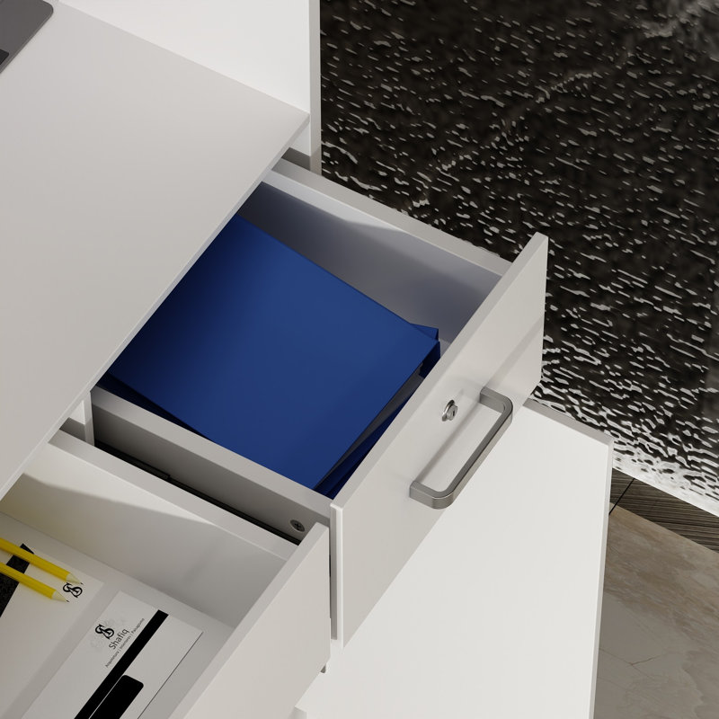 Bureau de réception moderne bicolore avec rangement et design élégant