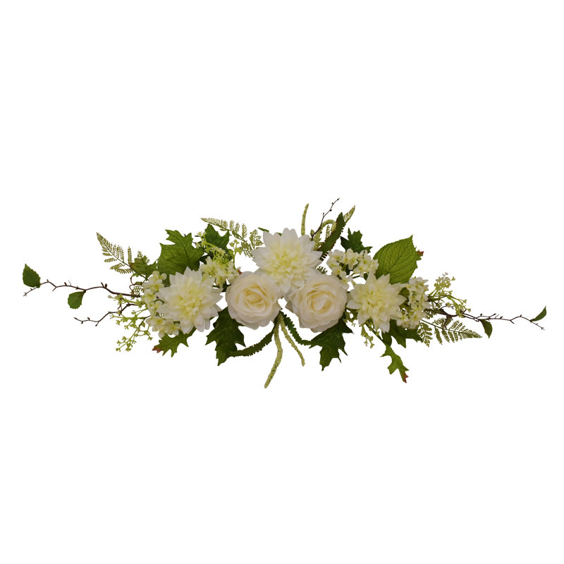 32" Cream Dahlia Rose Hydrangea Swag