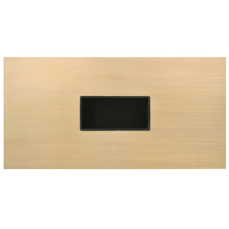 Table de salle à manger rectangulaire à finition naturelle - Pied stable double en forme de U chaleureux et accueillant en bois 71 po x 35 po x 30 po, poids 87 lb avec aspect riche grain texturé Matériaux du plateau fixe lb