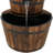 Wood Barrel Weather-Resistant Brown 2-Tier Outdoor Water Fountain with Hand Pump