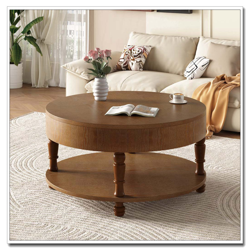 Table basse 31,5 "avec rangement et compartiment caché, Noyer