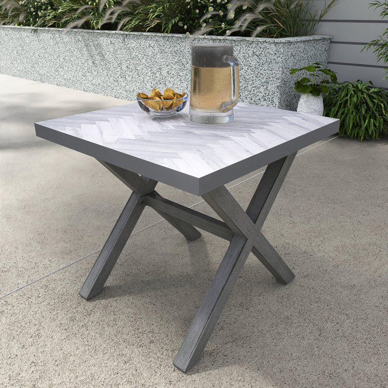 Table d'appoint carrée d'extérieur en aluminium, Gris foncé