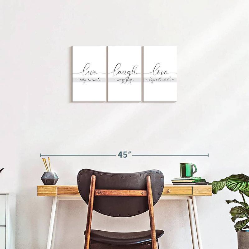 «Live Laugh Love», reproduction d'art sur toile, H 15 po x l 32 po x P 1,25 po