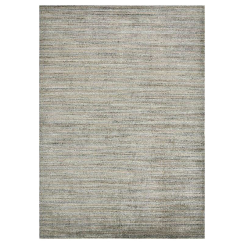 Tapis rayé en laine tissé à la main 2 pi x 3 pi argent et gris