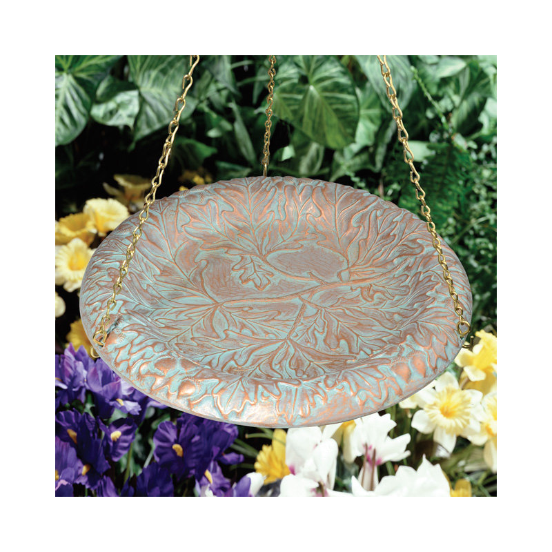 Oakleaf Hanging Birdbath, Copper Verdi