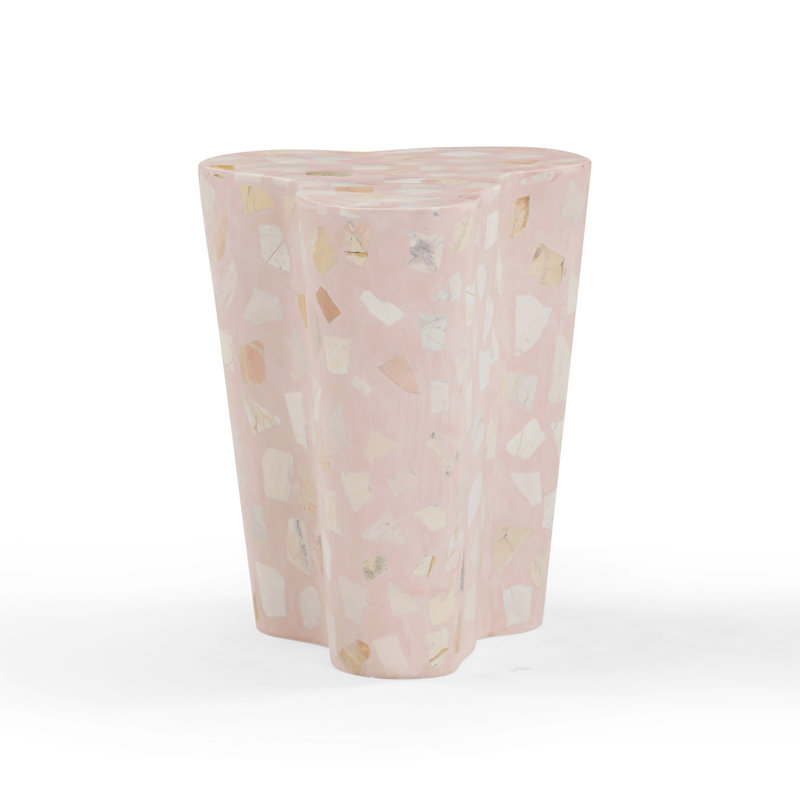 Black & White Riverbed Terrazzo Side Table, Pink