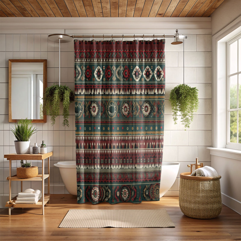 Boho Weaves - Rideau de douche Premium, H 74 po x l 71 po