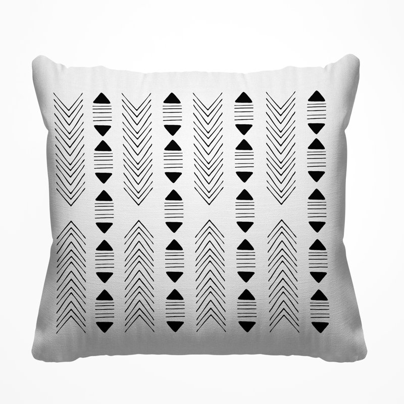 Coussin décoratif intérieur / extérieur Nona Tribal, L 19 po x H 19 po, Blanc