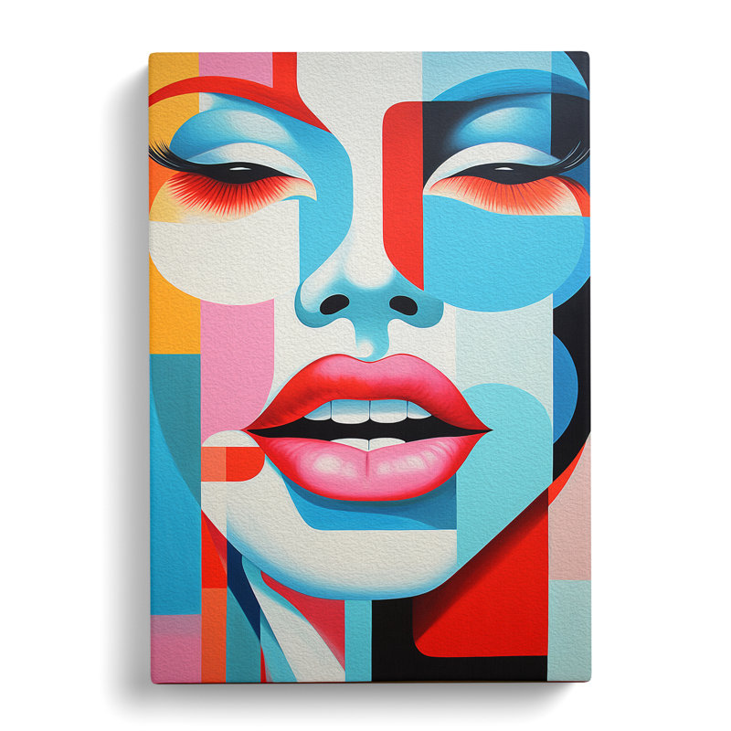 Lips Mouth Constructivism - Wrapped Canvas, 50cm H x 35cm W x 3cm D
