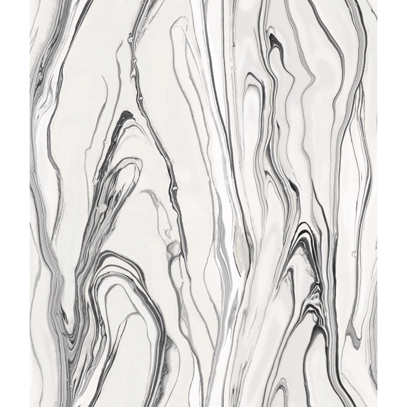 Rouleau de papier peint l 33 pi x l 20,5 po liquide marble, Noir