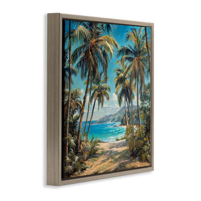 Between Palms Beach Pathway  Floater Canvas Wall Art, design by LSR Creative Studio