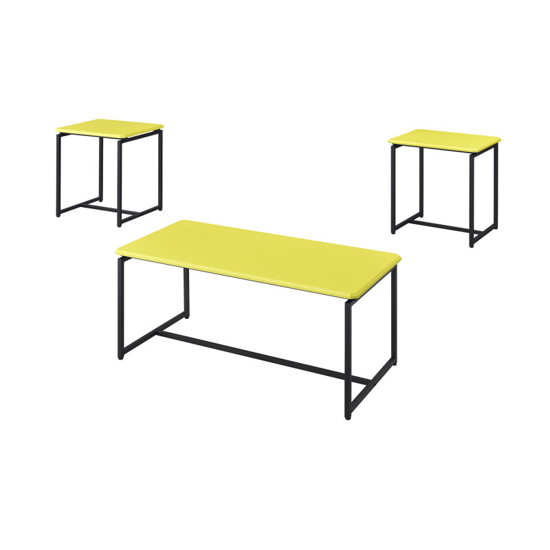 Ensemble de table basse et de table de bout en fibre de carbone 3 pièces jaune, Jaune