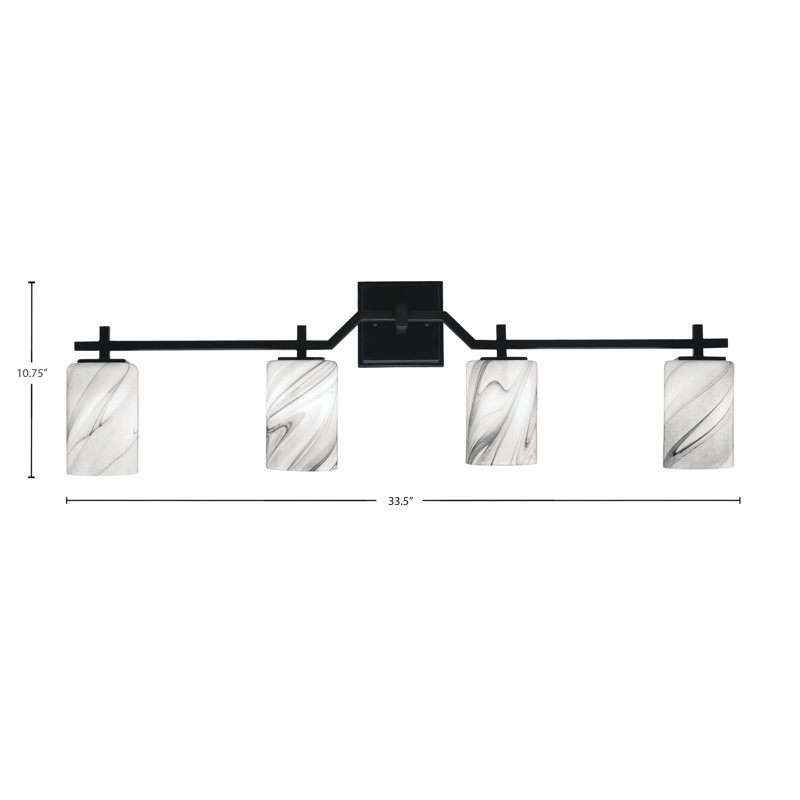 Barre de bain Headland illustrée d'un verre tourbillon onyx de 6 po, H 10,75 po x l 33,5 po x P 5,25 po, Noir