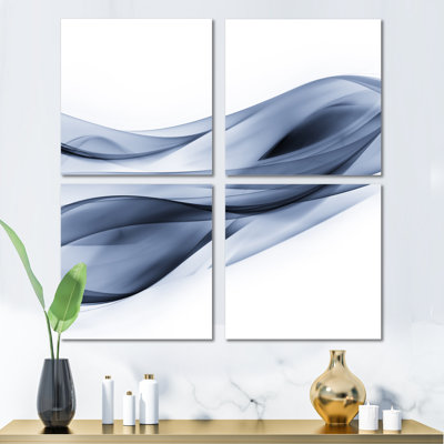 Ensemble de 4 reproductions d'art sur toile abstraites à motif bleu clair scintillant