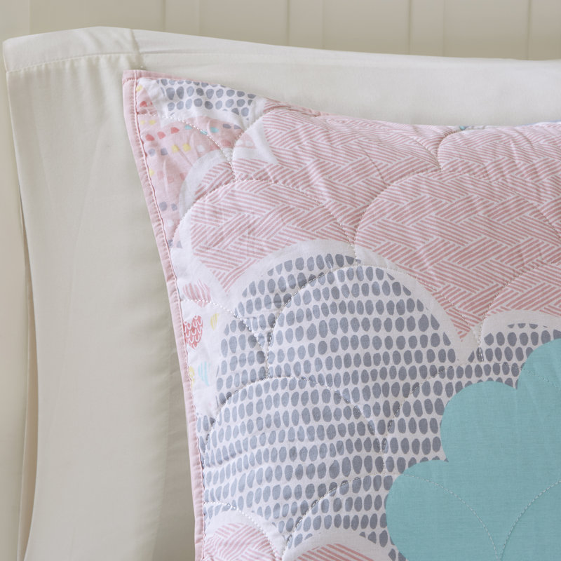 Pink Cotton Twin Reversible Cloud Coverlet Set