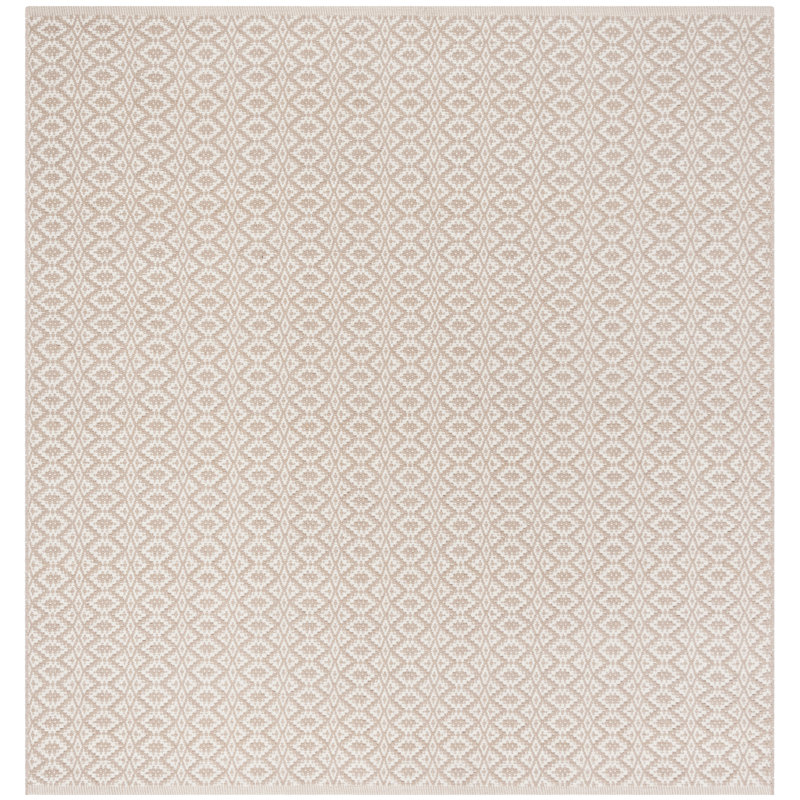 Alieu Hand Woven Cotton Ikat Rug, Square 4'