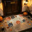 Tapis de cuisine d'Halloween, citrouille Jack-O'-Lantern et toile d'araignée, ensemble de 2 tapis d'intérieur en faux lin avec motifs (lot de 2)