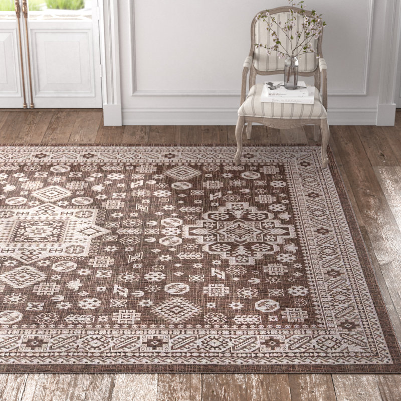 Tapis d'intérieur / extérieur brun Danera, Rectangle 6 pi x 9 pi