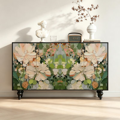 Four doors art French vintage sideboard cabinet