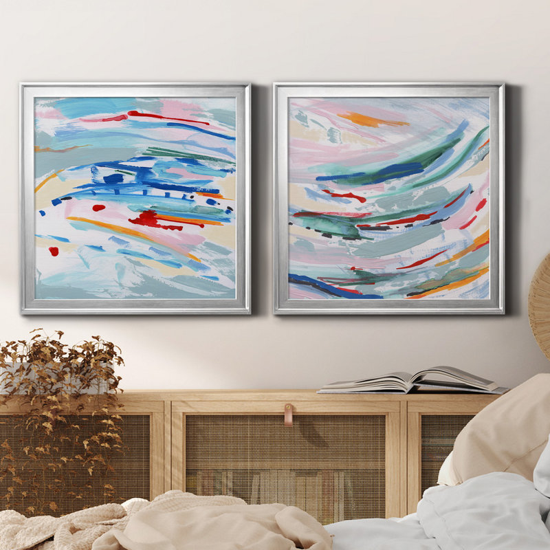 " Waterway I " 2 - Pieces, Silver, 17.5" H x 17.5" W x 1" D
