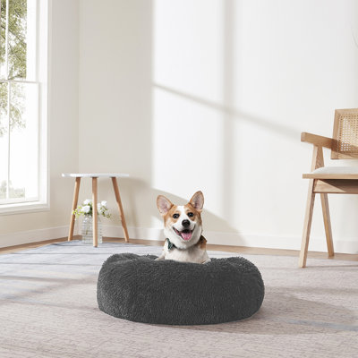 Lit rond en fausse fourrure anti-angoisse