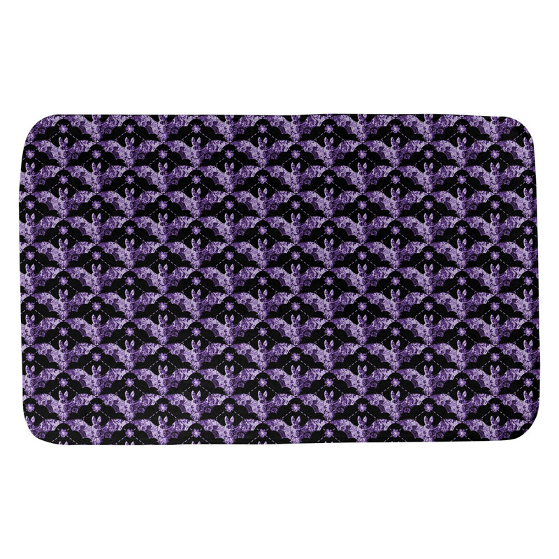 Tapis pour salle de bain arc-en-ciel Leffel, l 17 po x L 24 po, Mauve / Noir